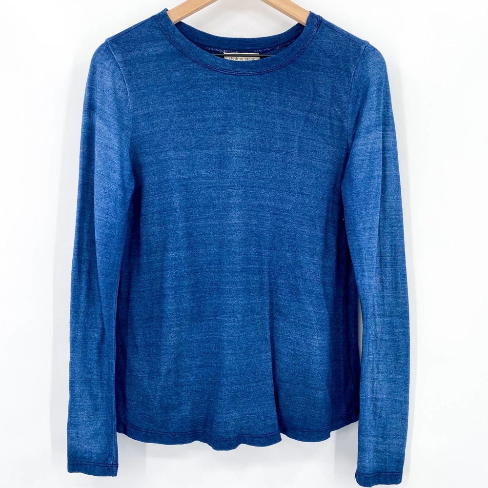 Anthropologie Cloth & Stone Split Back Cotton Washed Long‎ Sleeve Tee Size XS